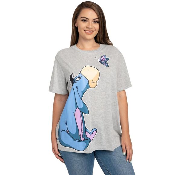 Women’s Plus Size Disney Eeyore Butterfly Gray Short Sleeve Tee (Size 4X Only) - Picture 2 of 8